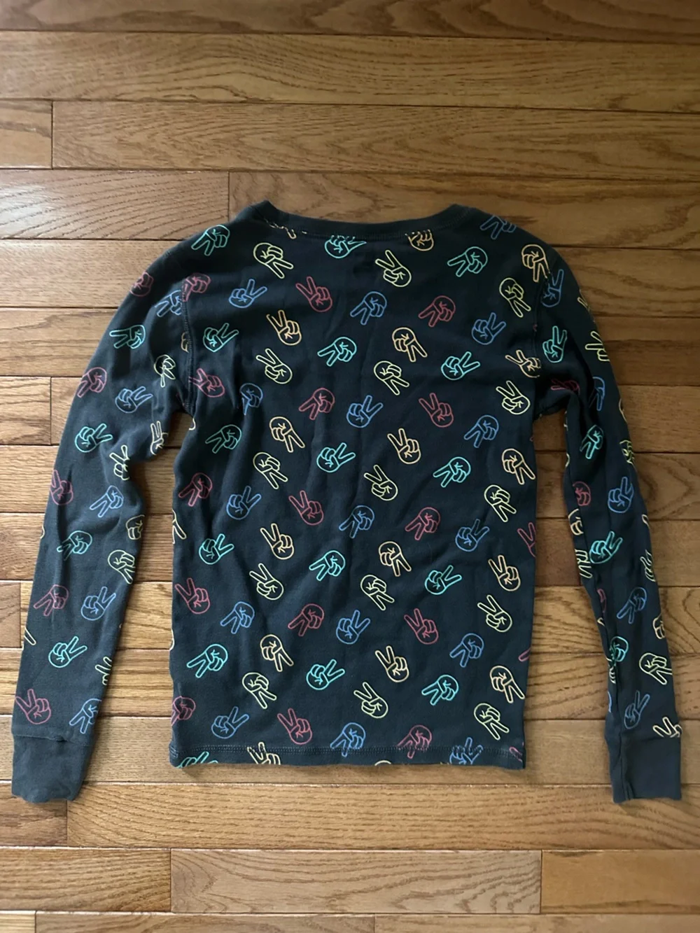 Old navy kids pajama set size 10 youth girls boys peace sign gray multicolor